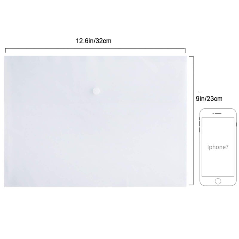 VANRA Poly File Folder Pockets File Jacket Plastic Envelope Flat Document Letter Organizer with Snap Button Closure A4 Letter Size (Pack of 5, Translucent) - Image 2